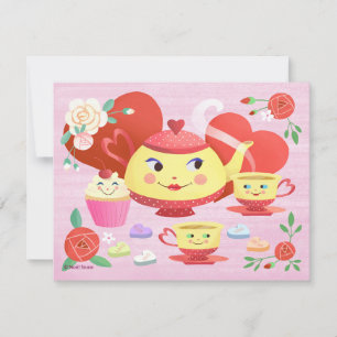 Convites Conjunto de chá de vintage do dia de os namorados