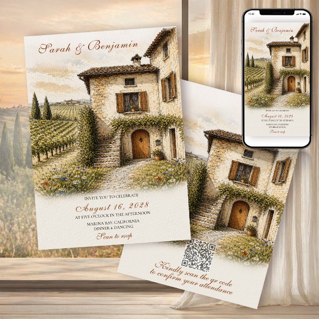 Convites Conjunto de Desenho de Casamento de Casa de Fazend (Criador carregado)