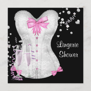 Convites Conjunto de lingerie espartilho preto rosa para ch