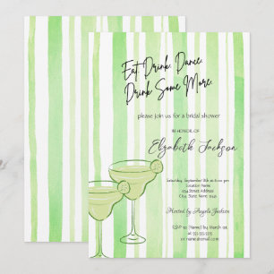 Convites Conjunto de Martini de Aquarela com Listras Verdes