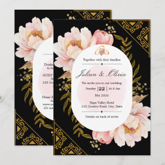 Convites Conjunto de Noiva Floral com Gradiente Pastel Mode