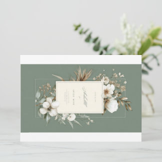 Convites Conjunto de papelaria de casamento floral em verde