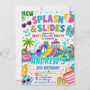Convites Conjunto de Piscina com Rampa de Água para Anivers