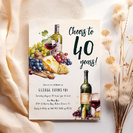 Convites Conjunto de Queijo e Vinho para 40º Aniversário Ad