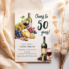 Convites Conjunto de Queijo e Vinho para 50º Aniversário Ad