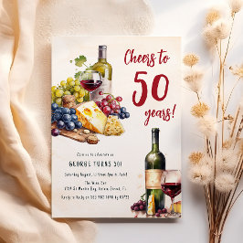 Convites Conjunto de Queijo e Vinho para 50º Aniversário Ad