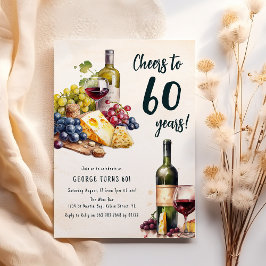 Convites Conjunto de Queijo e Vinho para 60º Aniversário Ad