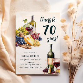 Convites Conjunto de Queijo e Vinho para 70º Aniversário Ad