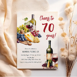 Convites Conjunto de Queijo e Vinho para 70º Aniversário Ad
