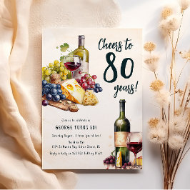 Convites Conjunto de Queijo e Vinho para 80º Aniversário Ad