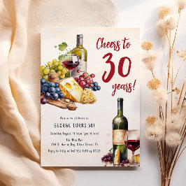 Convites Conjunto de Queijo e Vinho para Aniversário de 30 