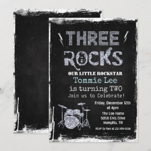 Convites Conjunto de tambores Three Rocks Rockstar 3º Anive