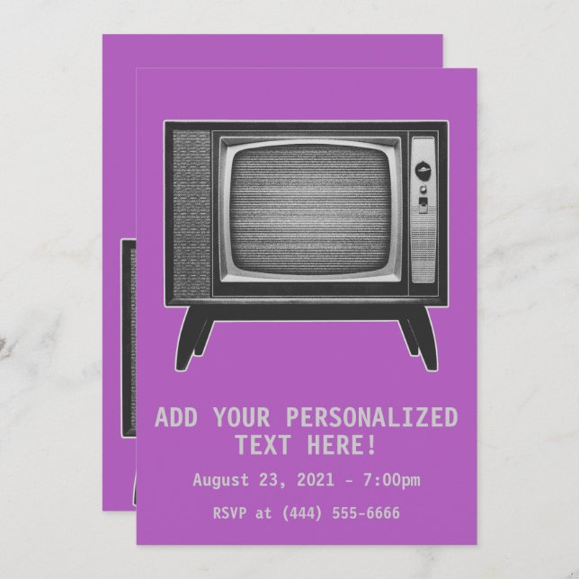 Convites Conjunto de Televisão Retro de Arte pop (Frente/Verso)