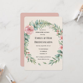 Convites Conjunto de Vegetação com Flores Rosa para Almoço