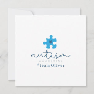 Convites consciencialização do autismo peça de puzzle azul