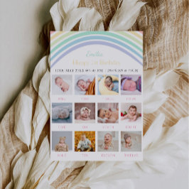 Convites Conselho de fotos do primeiro aniversario Pastel R