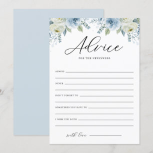 Convites Conselhos de Aquarela Azul Floral para os Recém-Ca