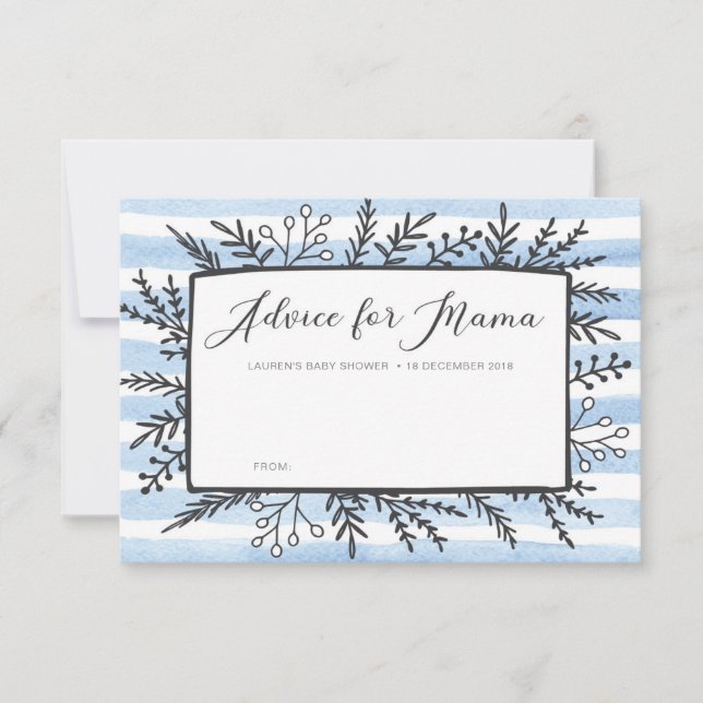 Convites Conselhos de Chá de fraldas de faixas azuis para C (Frente)