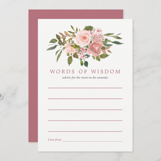 Convites Conselhos de Chá de fraldas Dourado e Blush para a (Frente/Verso)