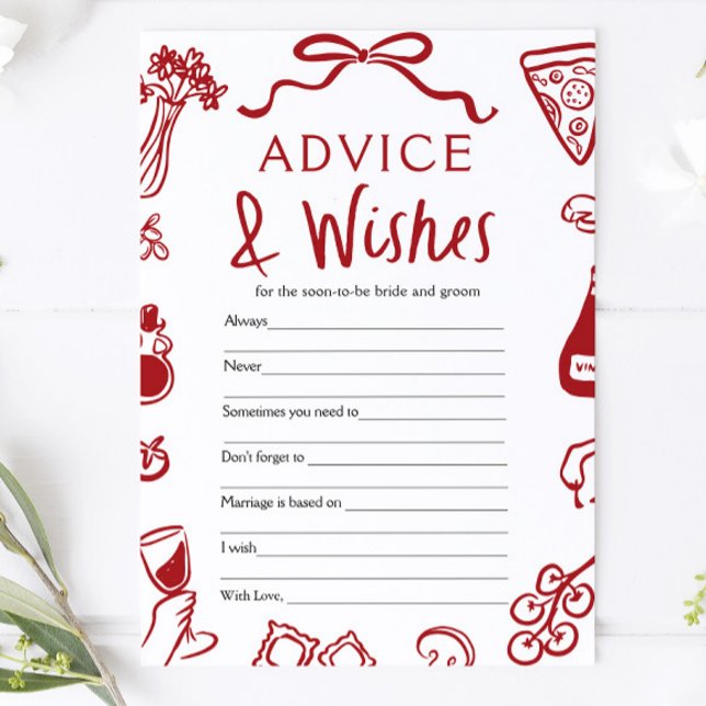 Convites Conselhos e Desejos de Amor Italiano Jogo de Chuve (Italian All Eyes On The Bride Bridal Shower Game)