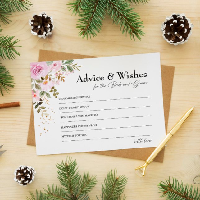 Convites Conselhos legal e desejos cor-de-rosa para noiva e (Cool Pink Advice & Wishes for Bride and Groom Card)