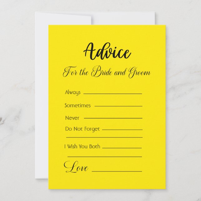 Convites Conselhos Para A Noiva E O Amarelo Brilhante (Frente)