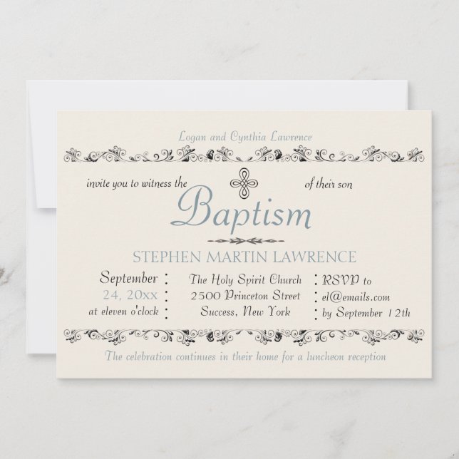 Convites Considerado Sacrament Religioso Invitation (Azul) (Frente)