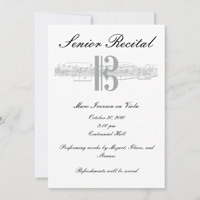 Convites Considerando da Música mais velho - Alto Clef (Frente)