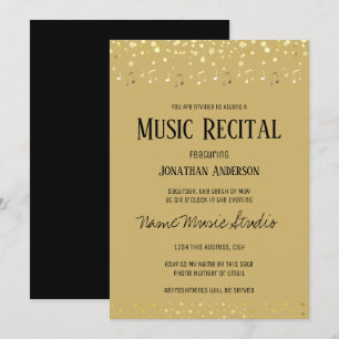 Convites Considerando Música Nota Dourada Elegante Confett
