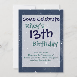 Convites Constelação de Cavalo Espumante Estrelas Azul-Me