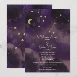 Convites Constelação de Lua Gold Foil Celestial Casamento