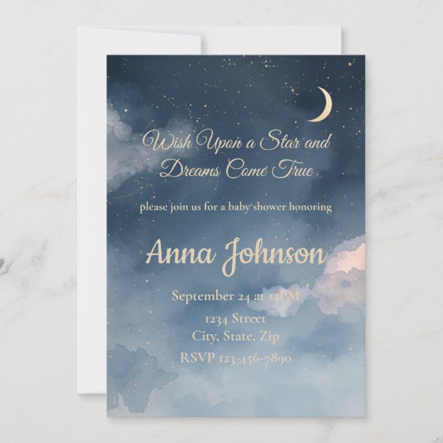 Convites Constellation Baby Shower Invitation | Watercolor (Frente)