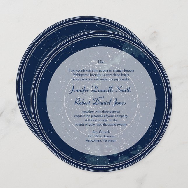 Convites Constelle Night Sky Wedding (Frente/Verso)
