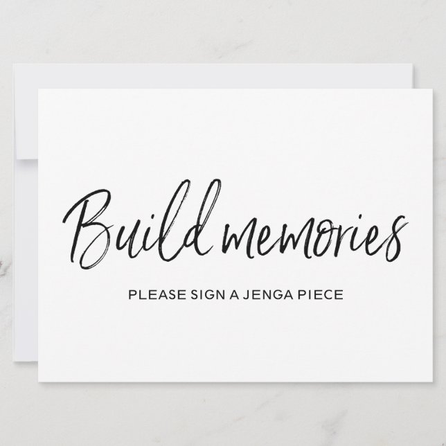 Convites "Construa memórias" Placa de Jenga para Casamento  (Frente)