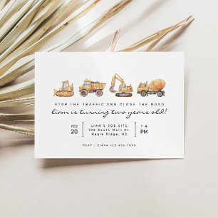 Convites Construção de Caminhões Moderno - Aniversário Míni