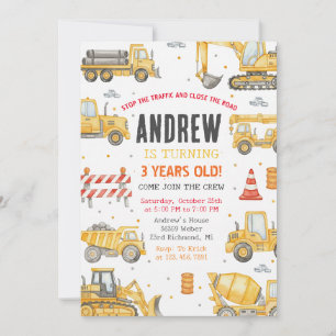 Convites Construção de Festa de Aniversário Moderna Pessoal