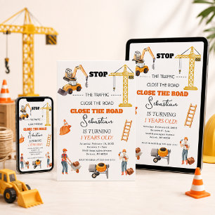 Convites Construção de Kids de Caminhão Primeira Festa de a