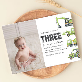 Convites Construção de veículos-caminhões aniversário de 3 