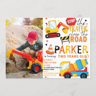 Convites Construção Foto de Aniversário de Fofo