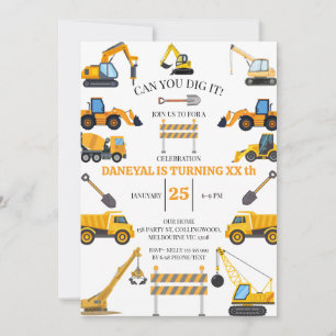 Convites Construção Moderna Festa de Aniversário Simples pa