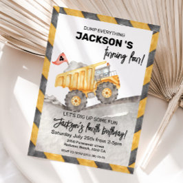 Convites Construction 4th Birthday Invitation, Dump Truck