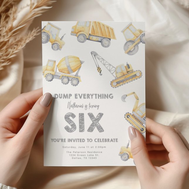 Convites Construction 6th SIX Birthday Party (Criador carregado)