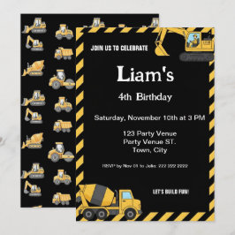 Convites Construction Birthday Invitation |Boy Truck Party 
