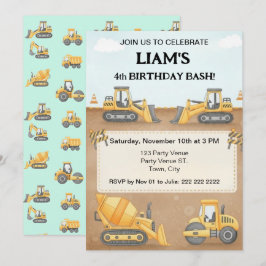 Convites Construction Birthday Invitation |Boy Truck Party 