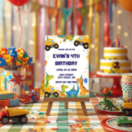 Convites Construction Dinosaur Birthday Invitation Dump