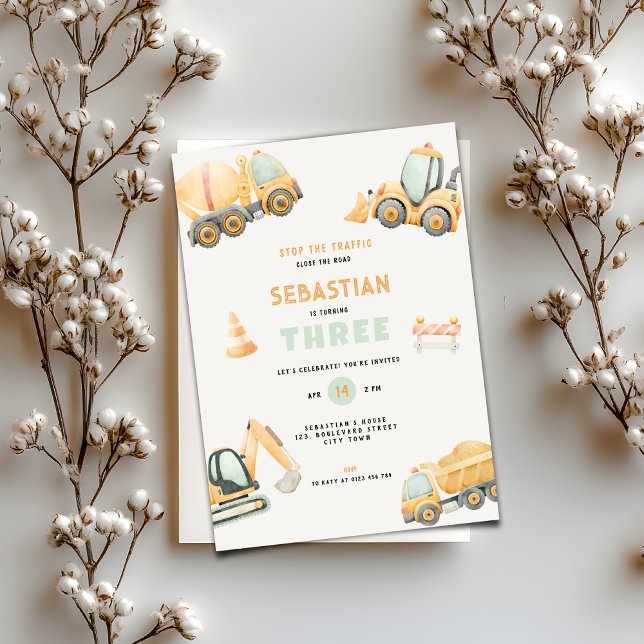 Convites Construction Dump Truck Party Boys Birthday (Construction Dump Truck Party Boys Birthday Invitation)