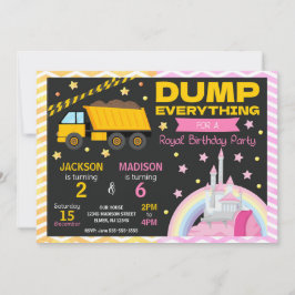 Convites Construction & Princess Joint Birthday Invitation