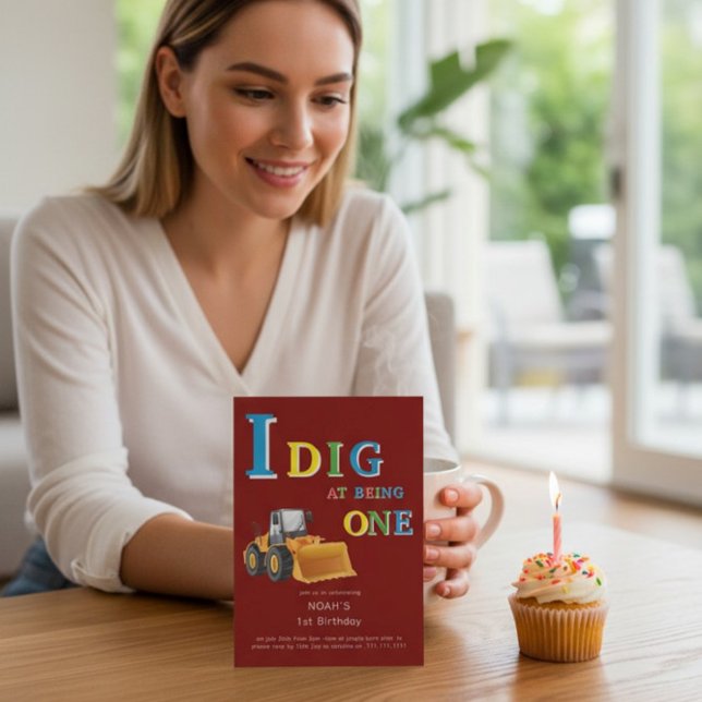 Convites Construction Truck 'I Dig Being One' Birthday  (Criador carregado)