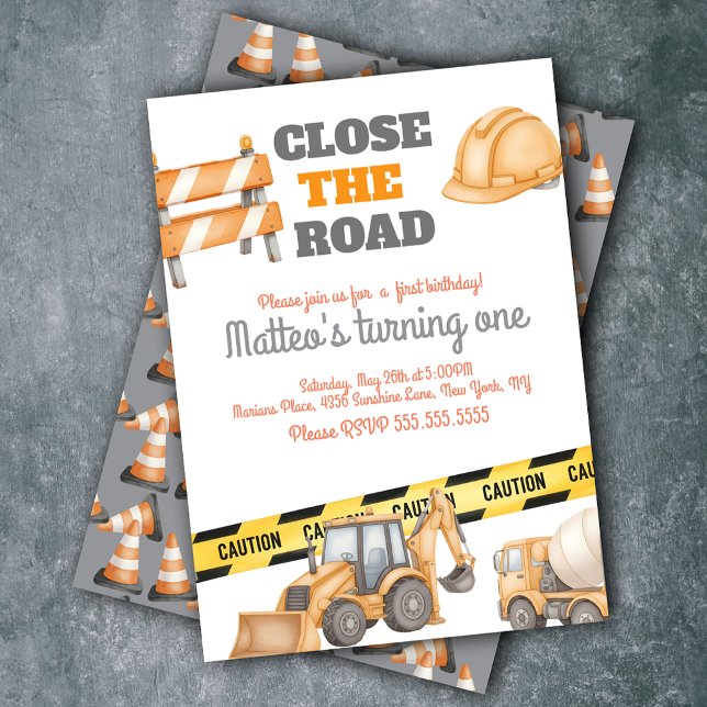 Convites Construction Vehicles Birthday Dump Truck (Criador carregado)