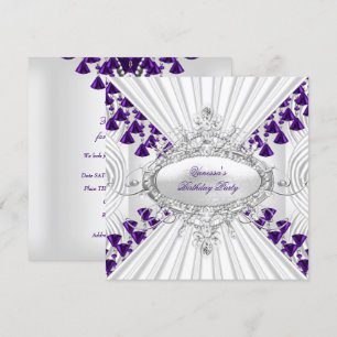 Convites Conta de Diamante Branco Roxo Real Festa de Aniver